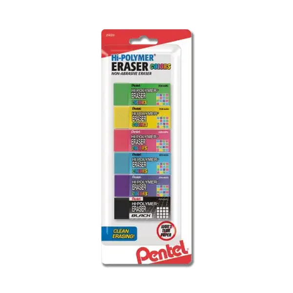 Hi-Polymer Eraser Colors - Assorted 6-Pack