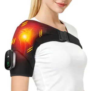 1 Pc Breathable Hole Design Heating & Massage Shoulder Pad with Touch Screen & Digital Display, 3 Heat Settings & 3 Vibration Modes, 5000mAh Rechargeable Battery, 90cm Extension Belt, Shoulder & Neck Care Protector for Middle-Aged & Elderly, Unisex.