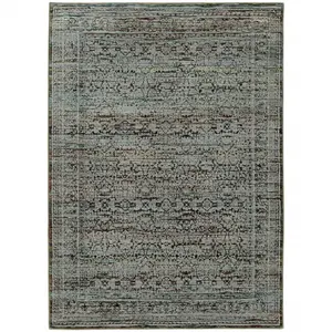 HomeRoots 510020 9 x 12 ft. Blue & Purple Oriental Power Loom Stain Resistant Rectangle Area Rug