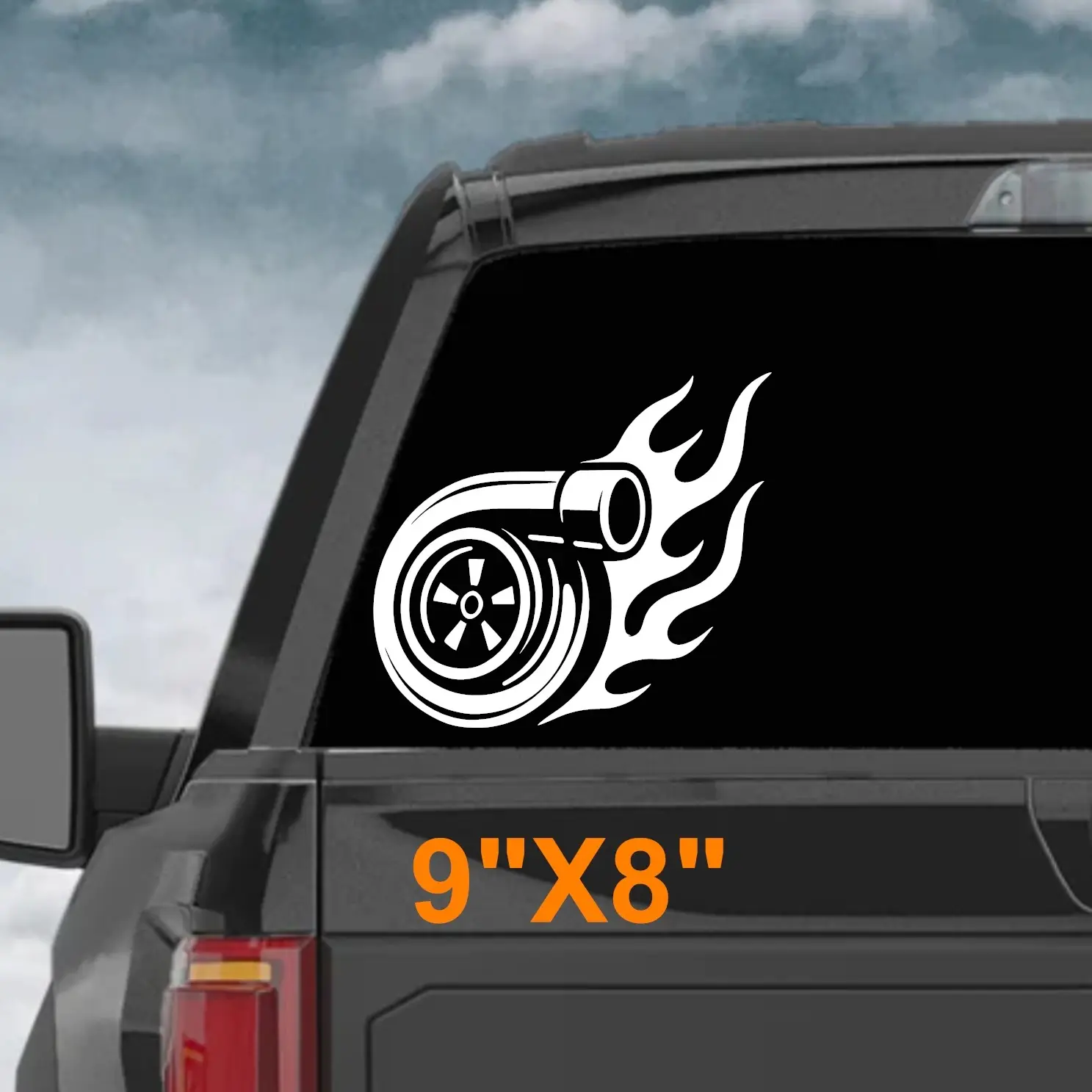 turbo with flame vinyl decal car turbocharger with flames sticker for car, laptop, garage toolbox, shop wall, jdm tuner decor, racing. stickers