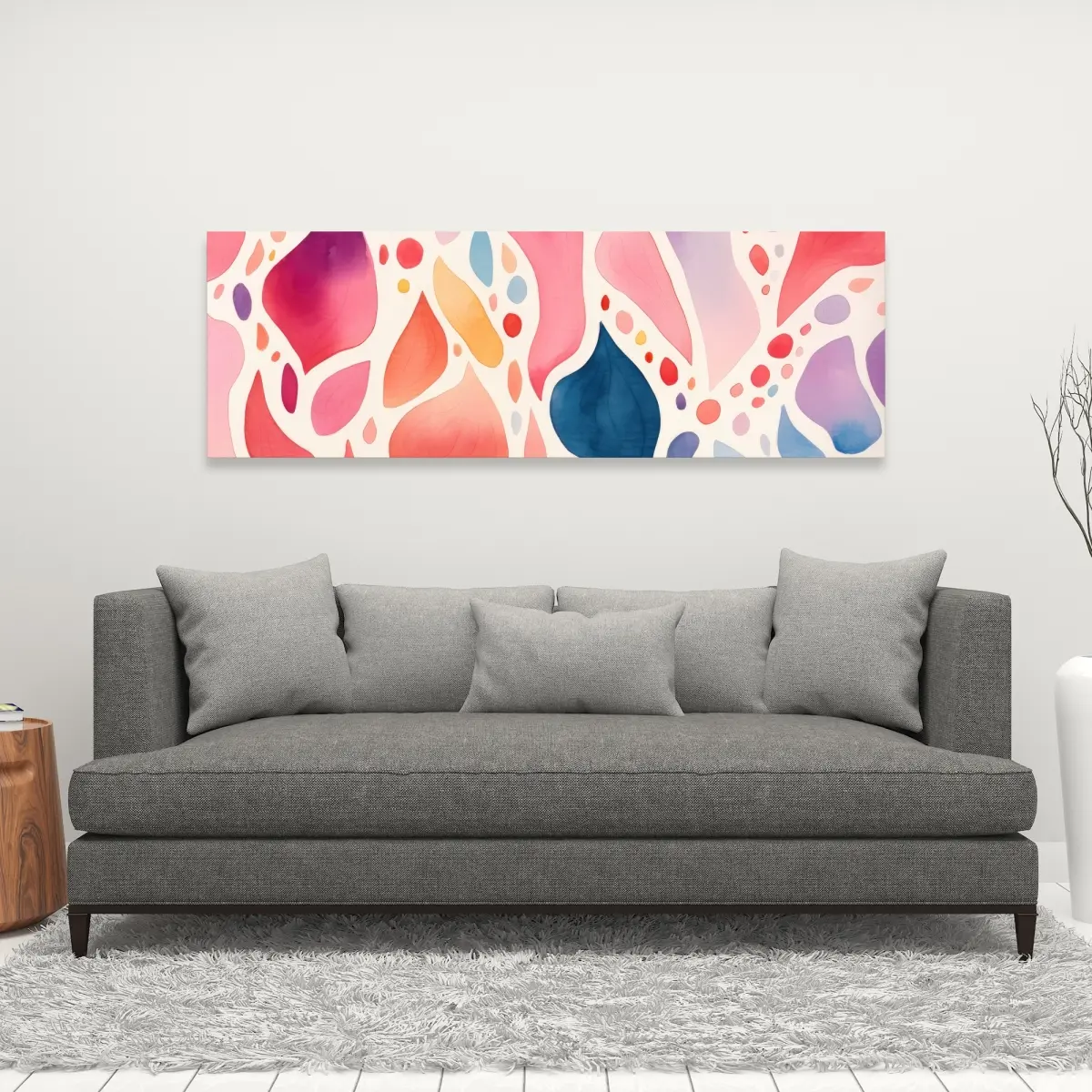 Pictorem C1RC1648DN50HJ 16 x 48 in. Splotches - White Canvas Wall Art for Stylish Home Decor - Art Piece