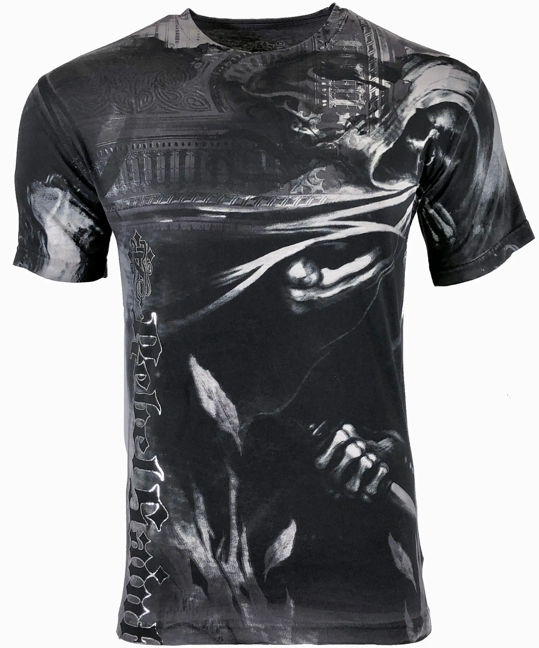 Rebel Saint By Affliction Men's T-shirt DARK DEATH Biker Skull Tattoo S-5XL