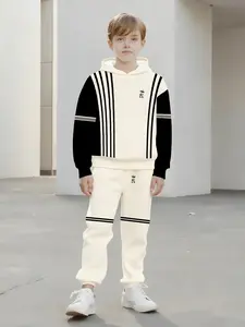 3D Printed Fashion Letter K Long Sleeve Hoodie Set, Casual Trendy Design, Teenage Clothing, Fall & Winter