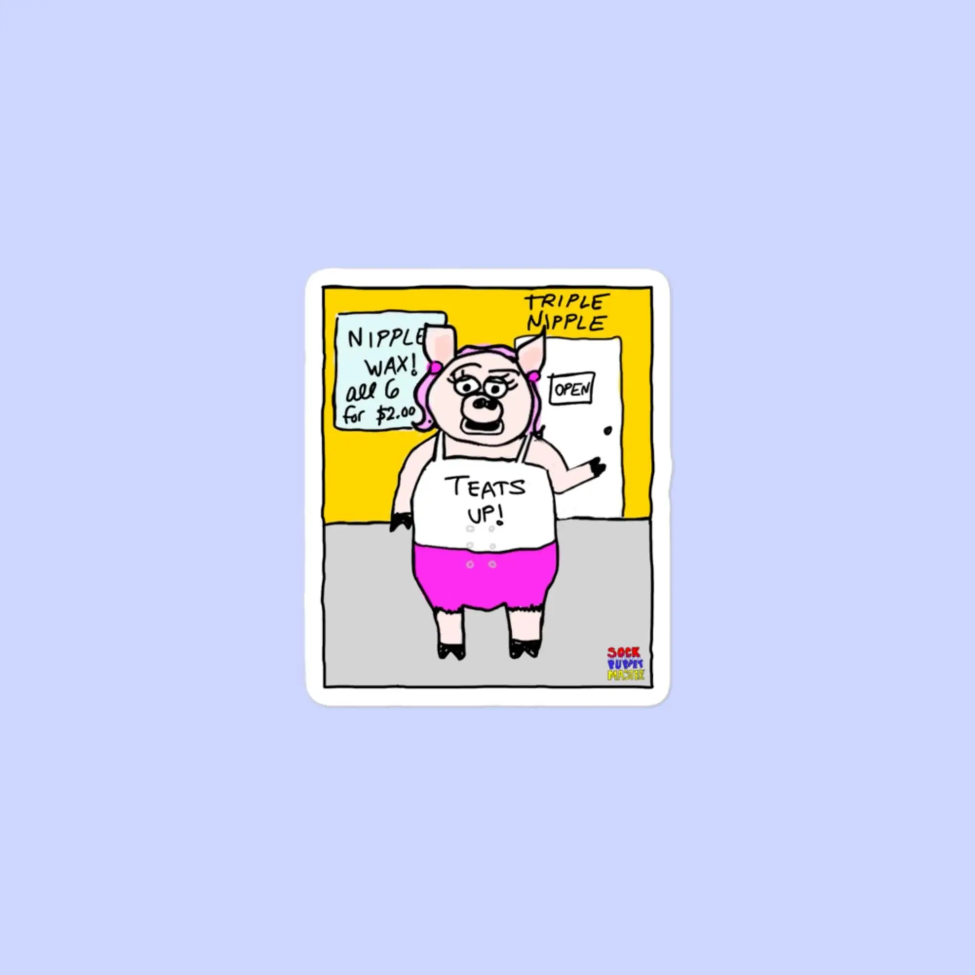 Sock Puppet Master "Teats Up!" Pig Bubble-free Sticker