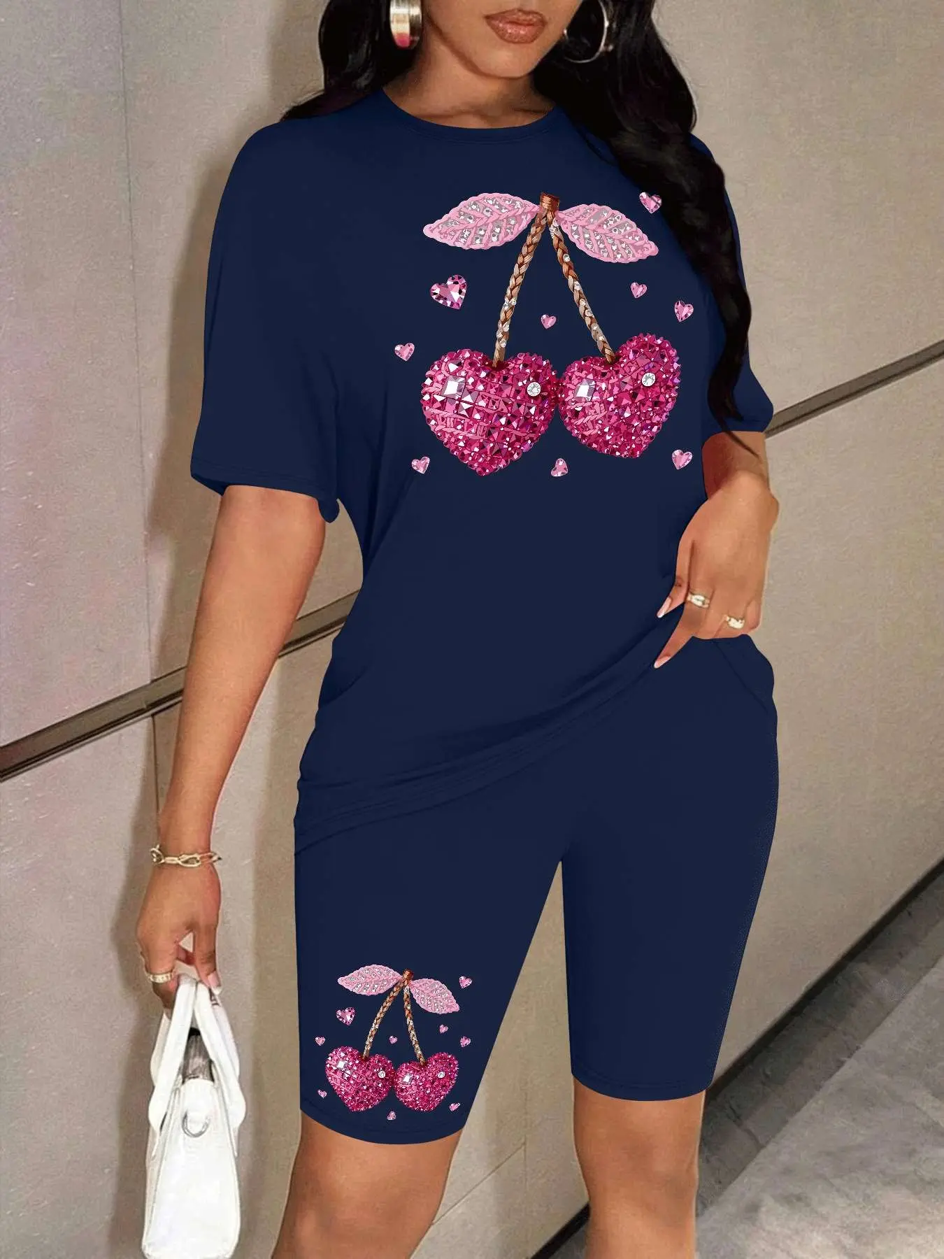 Personalized print pattern Women's Summer Casual 2-Piece Casual Sportswear Leisure Sports Set, Sporty Style Outfits, Stylish Print Comfortable for Daily Wear, Trendy Ladies Fashion Must-Have