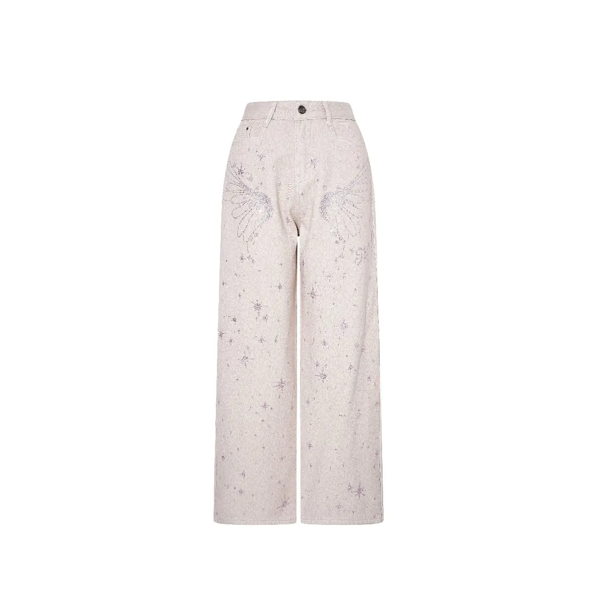 TCH - khaki jeans with wings and rhinestones for women