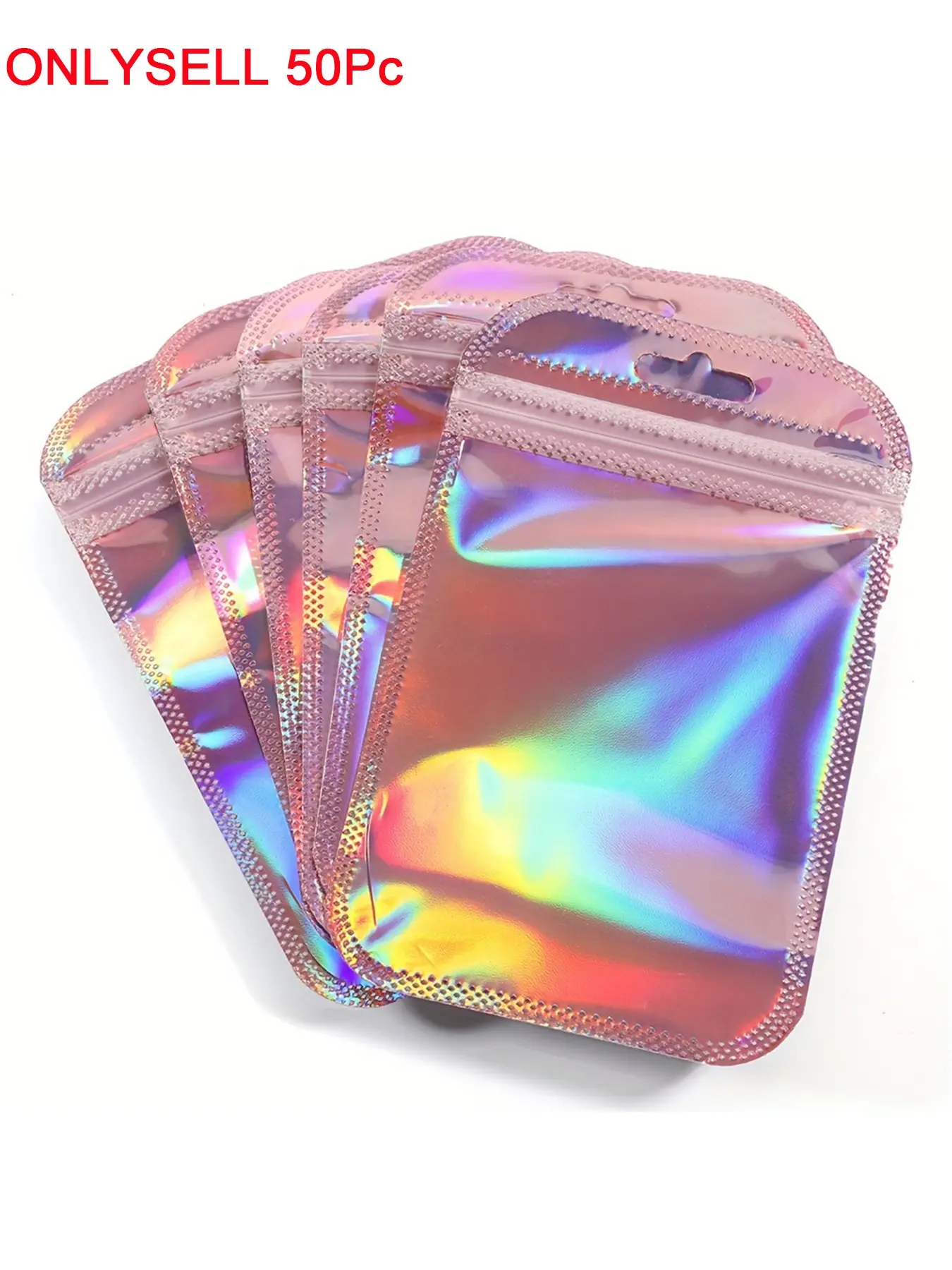 50pcs Rainbow Packing Bag Translucent Self Seal Pouches Iridescent 