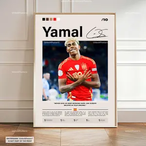 Lamine Yamal Poster, Yamal Print, Yamal Spain Wall Art, Yamal Print, Spain National Team Decor, Spain Fan Gift Idea, Soccer Print (Frame Not Included)