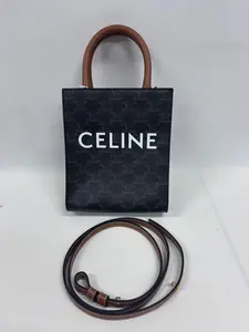 Pre-owned Celine coated canvas Tote Bags Mini Vertical Cabas Tote Bag in with Monogram Design【1Z】