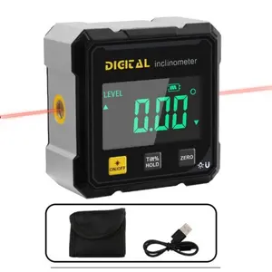 Magnetic Digital Angle Finder with Dual Laser Guide with Electronic Laser & 360° Magnetic Attachment Rechargeable Angle Meter for Woodworking Construction and Machinery