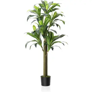 Artificial Tree 5.4 FT, Dracaena Silk Plant Artificial Faux House Plants Evergreen Dracaena Marginata Fake Yucca Palm Trees in Pot for Outdoor Indoor Decor Home Office Garden Housewarming Gift
