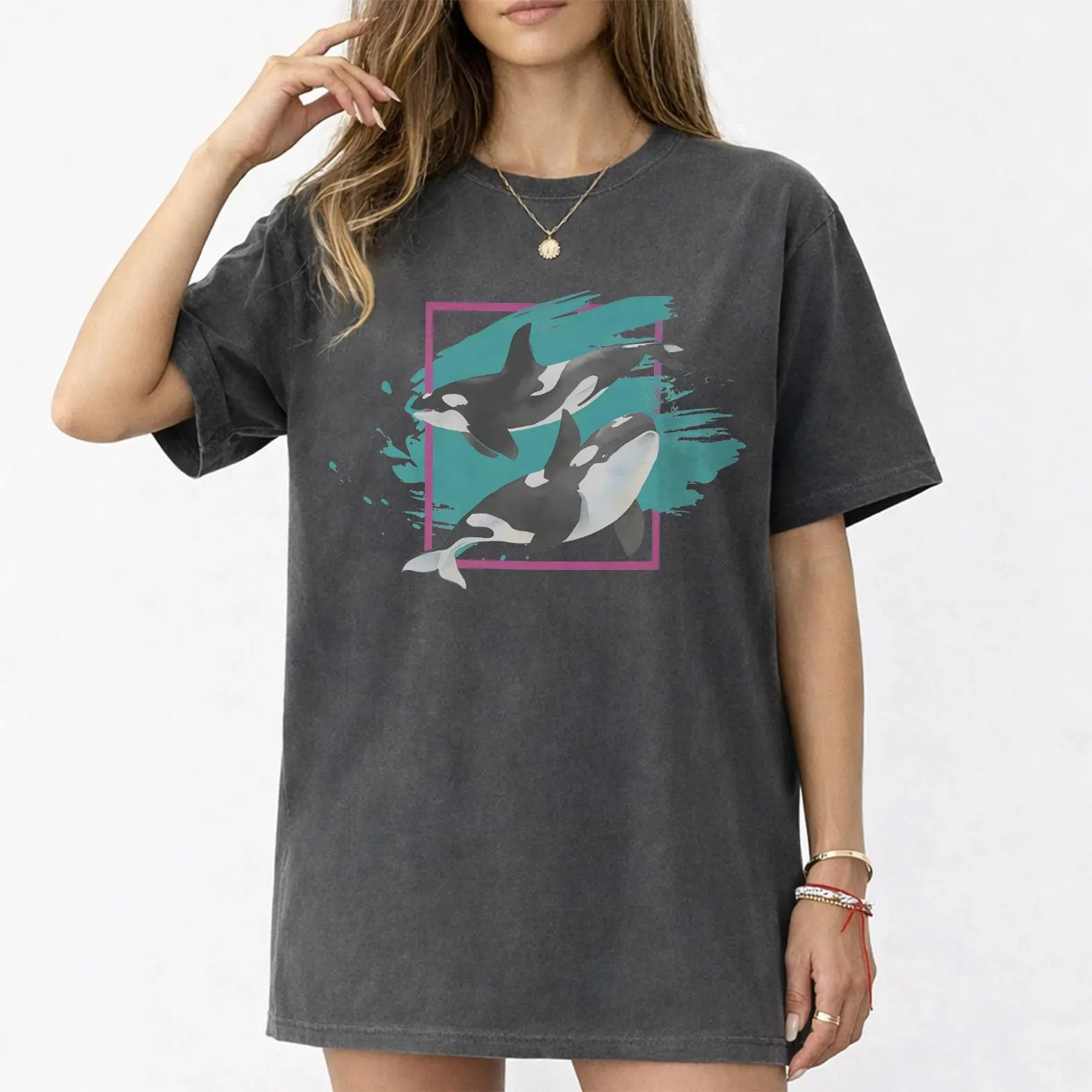 Comfort Colors Orca Shirt, Killer Whale Pair Ocean Graphic Tee, Orca Lover Gift