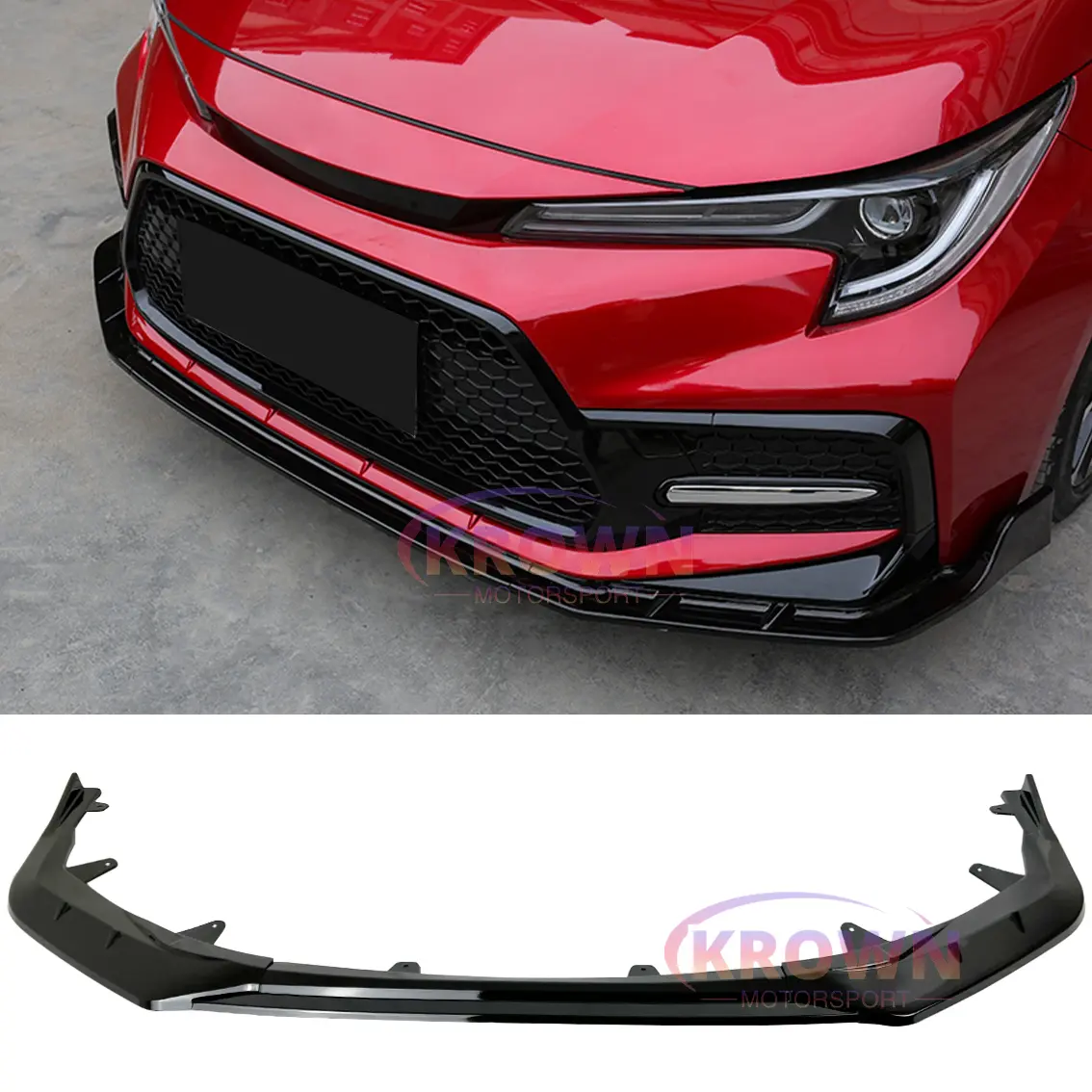 FITS 2020-2026 TOYOTA COROLLA SEDAN SE/XSE GLOSS BLACK V2 SPORT FRONT BUMPER LIP SPLITTER KIT