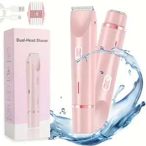 Two-In-One Women's Electric Trimmer, Dry/wet Use, Portable Bikini Trimmer, Adjustable USB Rechargeable, Dual Head, Perfect Gift