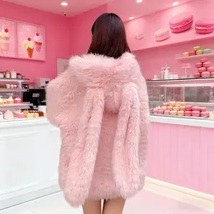 2025 New Cute Rabbit Ears Hooded Sweater - Women's Autumn Winter Faux Shearling Loose Thickened Sweet Outerwear