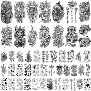 49 Sheets Large Flowers Butterfies Crown Waterproof Temporary Tattoos for Women Fake Tattoos Adults Body Make Up Tattoo