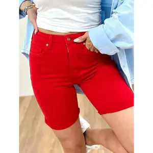 Judy Blue Babe Watch High Rise Tummy Control Bermuda Shorts - Red *JB
