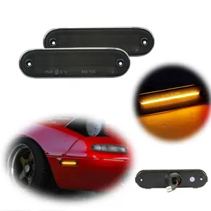 2pcs Smoked Lens Amber LED Front Side Marker lamps Lights FOR MAZDA MX-5 MIATA 1990 1991 1992 1993 1994 1995 1996 1997 1998 1999 2000 2001 2002 2003 2004 2005,Replace OEM NA01515FX,8BN1-51-120