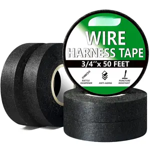 5 Rolls Wire Harness Tape, High Temp Wire Harness Cloth Tape - Self-Adhesive Fabric Tape for Automotive Electrical  Loom, Engine Wiring Harness Wrap, Sound Damping Heat Proof, 3/4 Inch x 50 FT