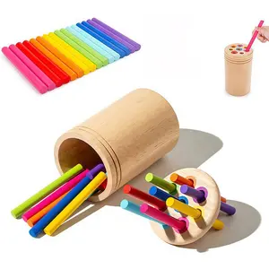 Montessori Toys for 1-3 Year Olds Toddlers, Wooden Learning Color Sorting Toys for Fine Motor Developmental Infants Sensory Matching Games Learning Materials, Preschool Learning Tool