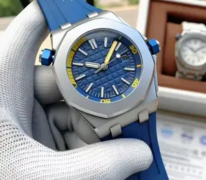 Men's Luxury Watch Automatic Mechanical Movement 904L Stainless Steel case Black Blue Rubber Strap 42mm