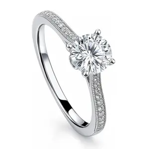 BERRICLE Sterling Silver Solitaire Wedding Engagement Promise Rings for Her, 1 Carat Round Cut Cubic Zirconia CZ Ring