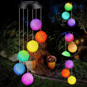 Wind Chimes Powered By Solar Energy, Color-Shifting Spherical Wind Chimes, LED Decorative Mobile Devices, Presents for Mothers and Grandmothers, Suitable for Gardens, Patios, Celebrations, Yards, Windows, and Outdoor Embellishment