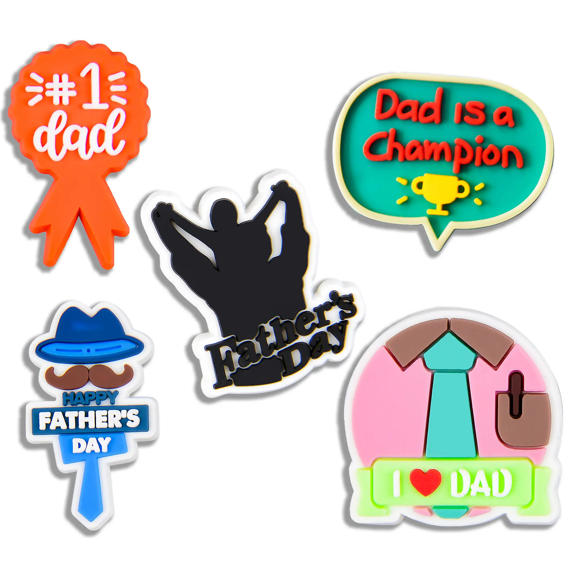 Cute Dad Croc Charms 5PCS PVC Clog Pins Accessories Party Favors Birthday Gifts Holidays Decoration for Boys Women Girls