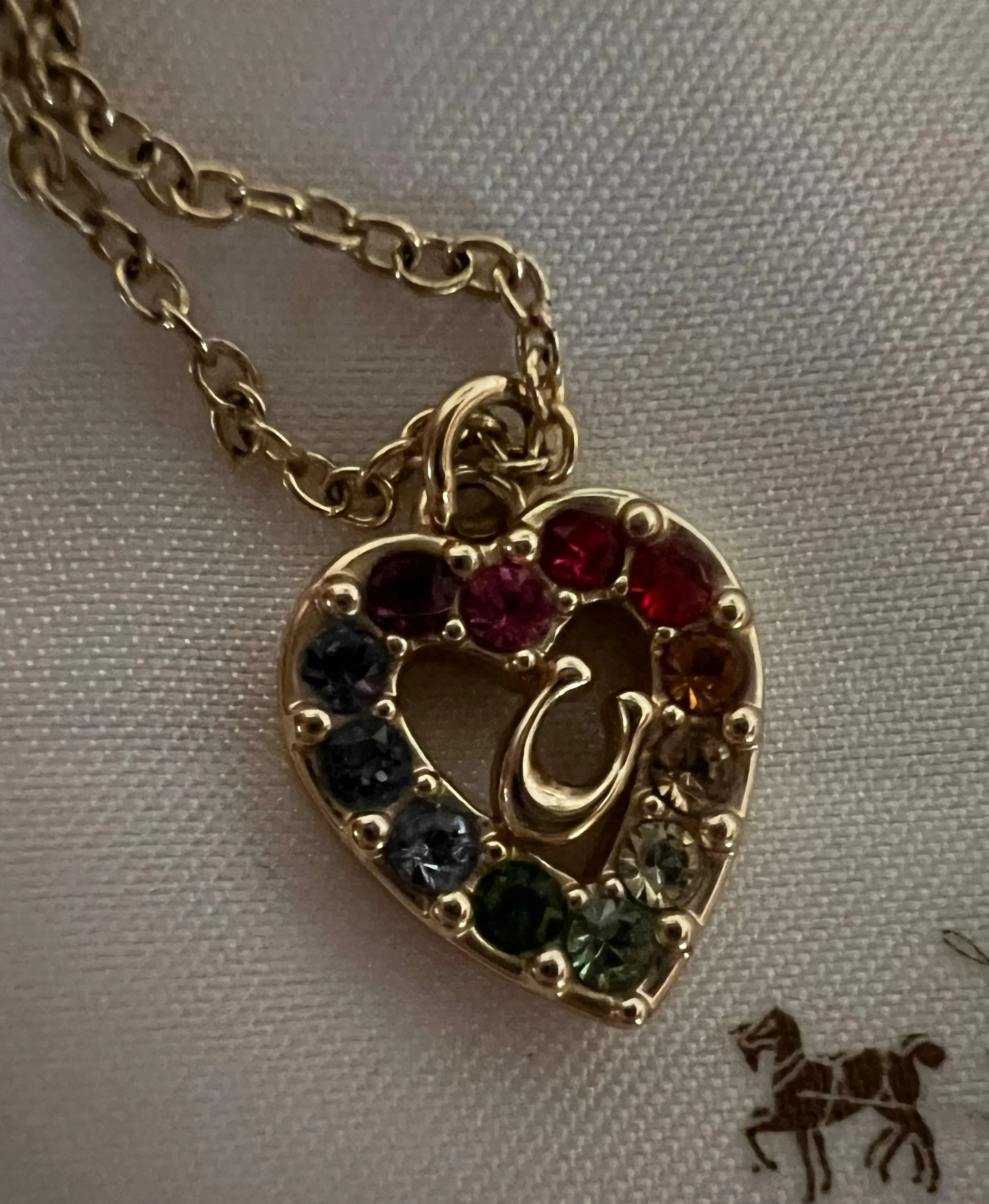 Pre-owned Coach Rainbow Heart Necklace