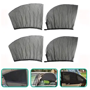 4PCS Elastic Stretch Car Window Mosquito Net, Breathable Mesh Sun Shade Curtain Anti-UV Privacy Window Screen Easy Install for Most SUV Camping Travel