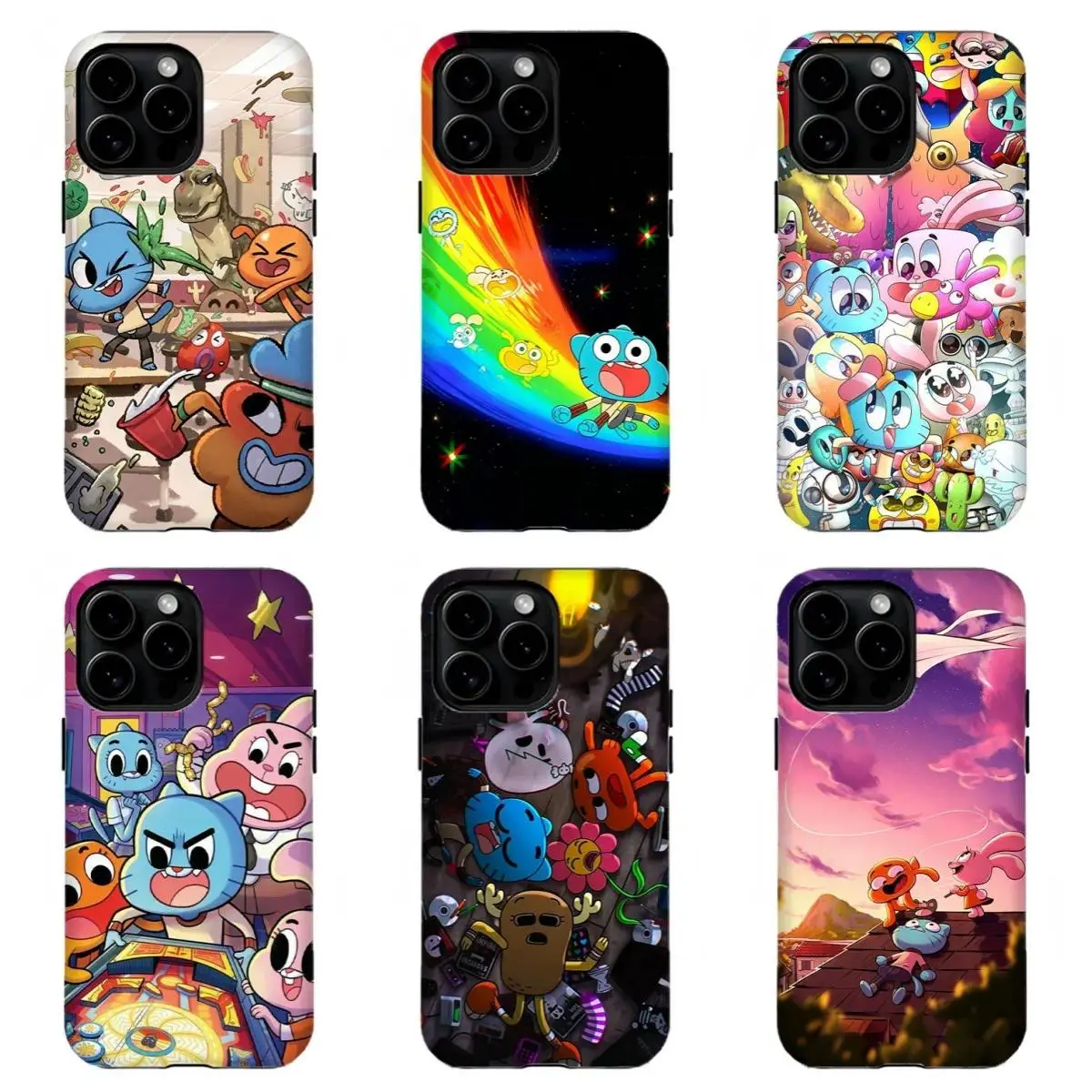 Retro Cartoon "The Amazing World of Gumball" Vibrant Phone Case - Smartphone/Cellphone Protection for iPhone 11-17 Pro Max/Plus, Samsung Galaxy S23-S25 Handheld Devices - Gift for Anime Fans, Casing