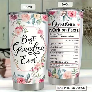 Grandma Tumbler Stainless Steel Insulated Travel Mug 20 oz Nana Cup Best Grandma Gifts for Mothers Day Birthday Christmas Flat Printed Design