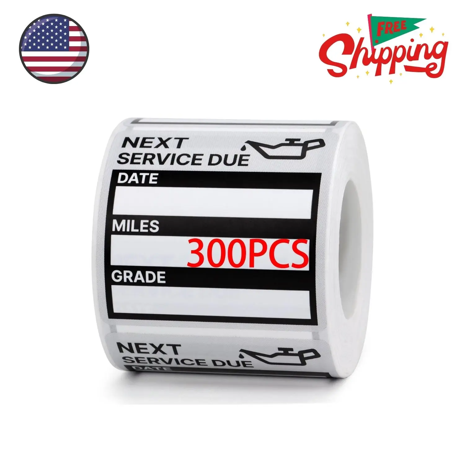 Oil Change Stickers Vinyl 300 Pcs 2”x 2” Service Black Stickers