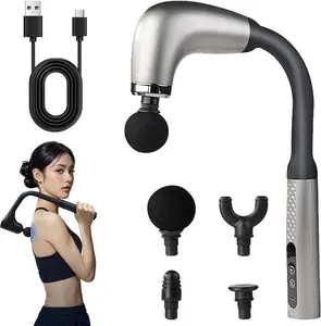 Massage Gun, Deep Tissue Percussion Massager with 9-Speed Adjustable Settings, USB Rechargeable Muscle Fascia Gun with 4 Replaceable Heads, Ultra-Quiet Brushless Motor for Pain Relief, Neck & Back Recovery, Black Gift Cordless Lightweight post-workout