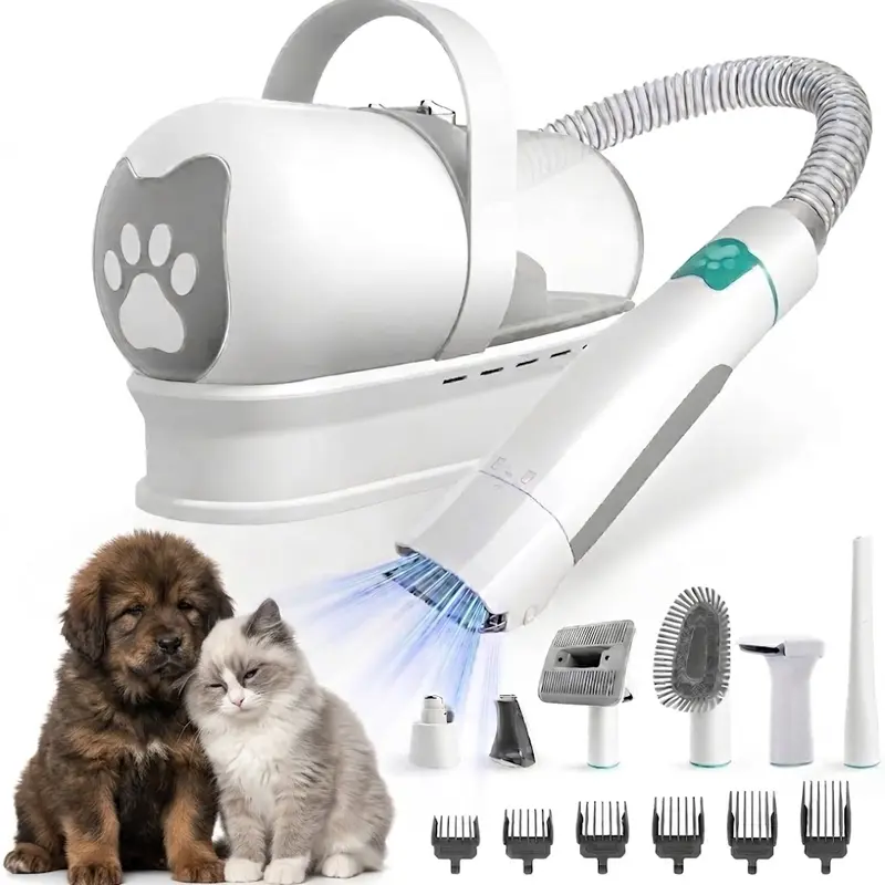 7-in-1 Pet Grooming Vacuum with Groomer Tools, Universal Fit Home Kit for Dogs & Cats - 6 Guide Combs, Vacuum System for Fur Control, Hair Removal & Daily Grooming