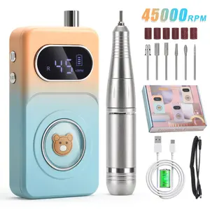 BEARY CUTE Professional Electric Nail Drill 45000RPM, Portable Nail File for Acrylic Gel Nails, Cordless Rechargeable Salon-Grade Ultra Power Nail Drill Kit for Shaping, Polishing & Removing Gel Nails