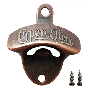 Open Here Bottle Opener, Wall Mounted Bottle Opener with Screw, Bar Decorative Bottle Opener, Handy Kitchen Gadgets, Home Kitchen Accessories