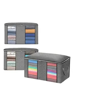 1 Set of 3 Clothing & Quilt Storage Bags with Handles Organizer Box for Bedroom Use High-Quality Durable Fabric Tear Resistant Dust-Proof Large Capacity Sturdy Handles Smooth Zipper Closure Ideal for Bedroom Closet Dormitory Apartment - Household, Bedding