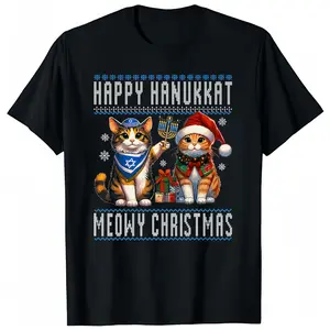 Meowy Chrismukkah Cat Sweatshirt - Unisex Classic Fit Soft Holiday Pullover for Men, Funny Christmas & Hanukkah Graphic Top