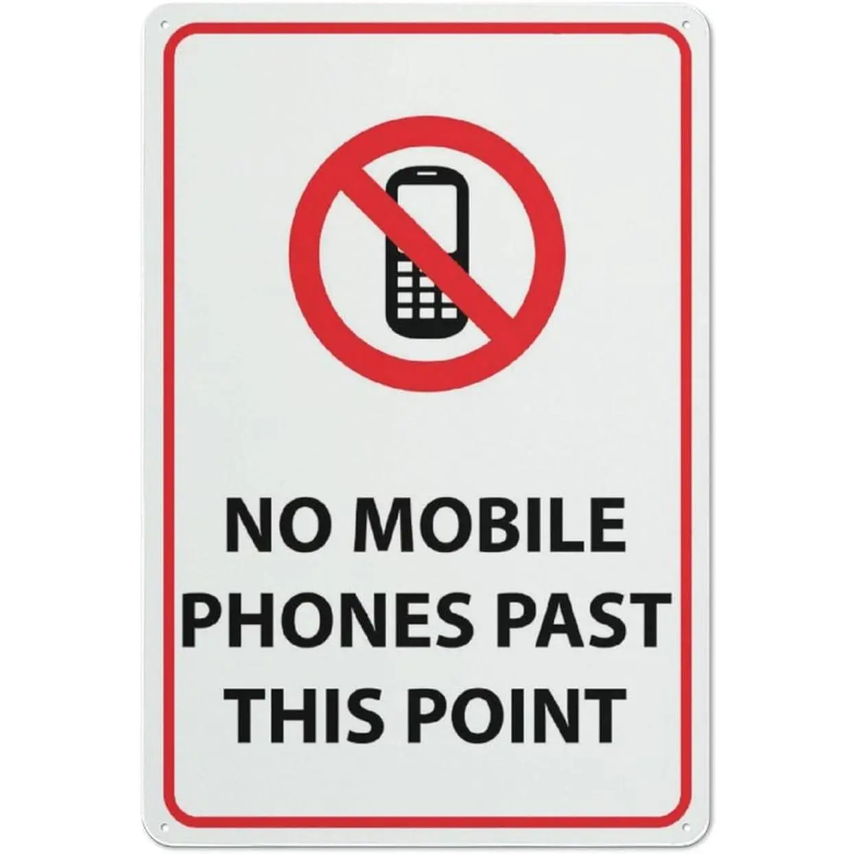 High Reflective Mobile Ban Statement Sign, 12x8 Inch Rectangular Rustproof Aluminium Plaque, Multicolor Home Decor Sign