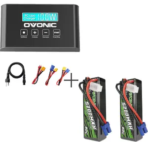 OVONIC 80C 3S 5200mAh 11.1V Lipo Battery with EC5 and Mate1 Lipo Battery Charger 1s-6s 100W 10A Smart RC Battery Chargers with XT60 Balance Charger