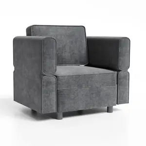 Dark Grey Single Accent Sofa with Hidden Storage Comfy Soft Cushion Easy Assembly Modern Stylish Compact Couch Perfect for Small Space Living Room Bedroom Office Home Furniture