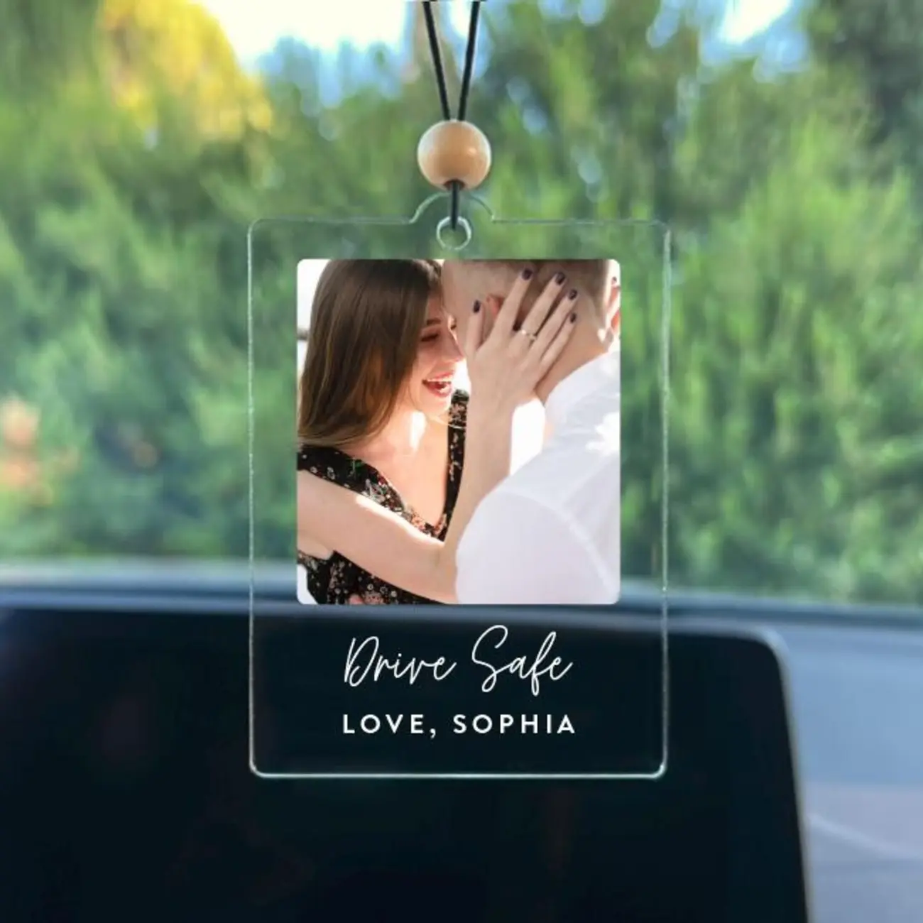 Personalized Photo Car Ornament, Custom Car Ornament, Drive Safe, First Car Gift, Mirror Car Hanger, Gift for Her Gift for Him, PO01
