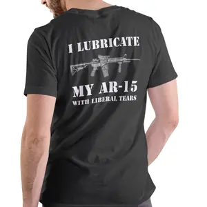 Men's Black Cotton Round Neck Short-Sleeve T-Shirt - Breathable Casual T-Shirt with Bold "I Lubricate With Liberal Tears" Graphic, Soft Casual Top, Tshirt