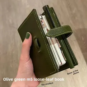 Olive M5 Artificial Leather Loose Leaf Notebook, Spiral Bound, Portable Pocket Diary, Durable Thick Pages, Multi-Functional