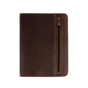 DayTrekr Distressed Leather Zip Letter Pad - Brown