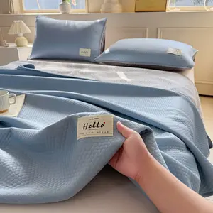 1pc Dual-Sided Cool Cover Blanket, Waffle Breathable Lightweight Design, Ice Silk Soft Skin-Friendly, Multiple Colors, Suitable for All Seasons