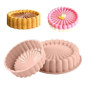 10 Inch Silicone Cake Pan Set, 8 Inch Round Baking Mold 2 Pack, Nonstick Silicone Bakeware, BPA Free Cake Mold, Pound Cake Pan, Jello Mold, Bread Brownie Baking Pan, Oven Microwave Dishwasher Safe, Reusable Baking Tray Red