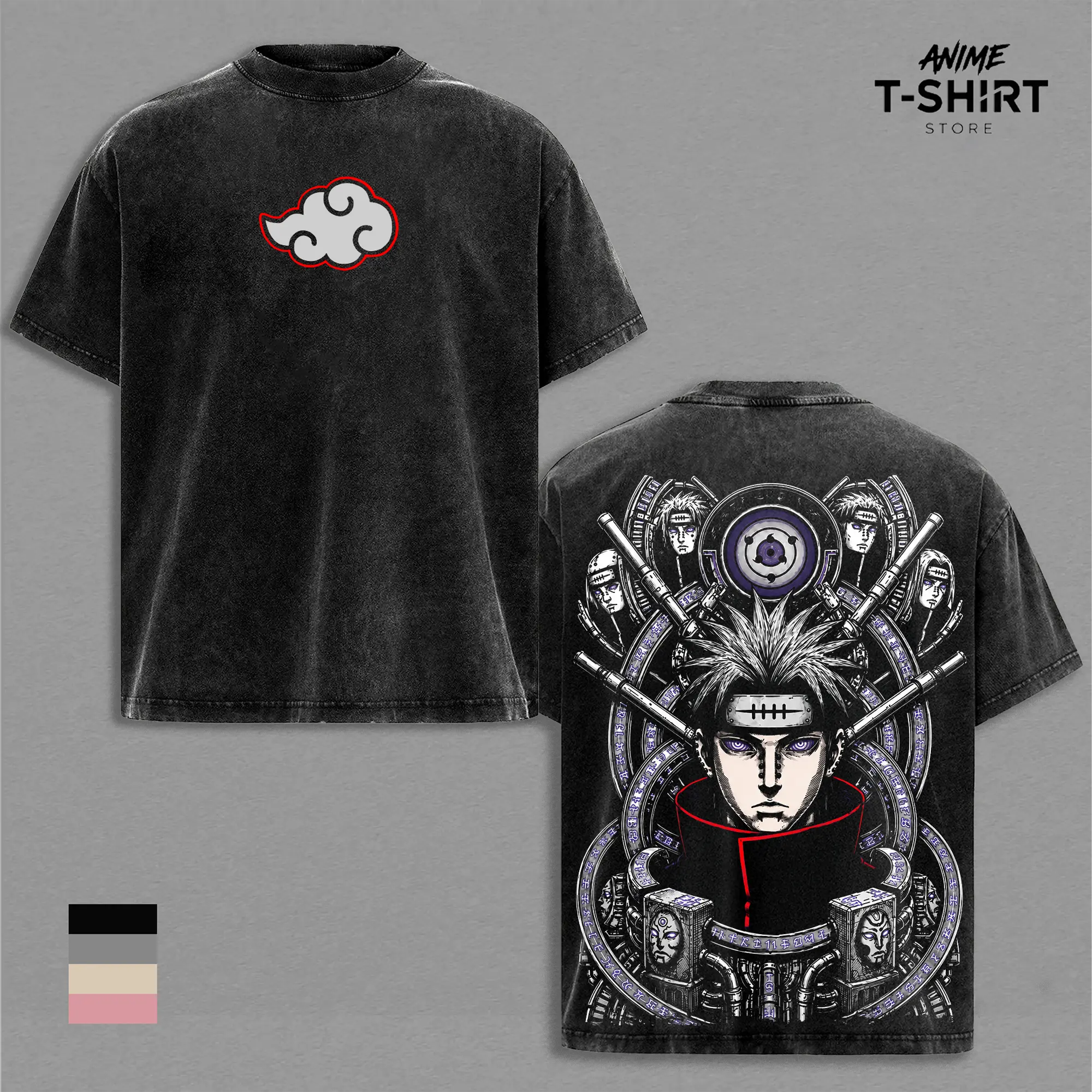 Pain - NRT Vintage Washed Shirt Anime Graphic Tee Akatsuki Leader Streetwear Oversized T Shirt Gift for NRT Fans