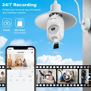 5G&2.4GHz Dual Bands 360° Motion Detection Cameras for Home Security,2K Light Bulb Security Camera- Full-Color Night Vision, Auto Tracking, Siren Alarm, 24/7 Recording
